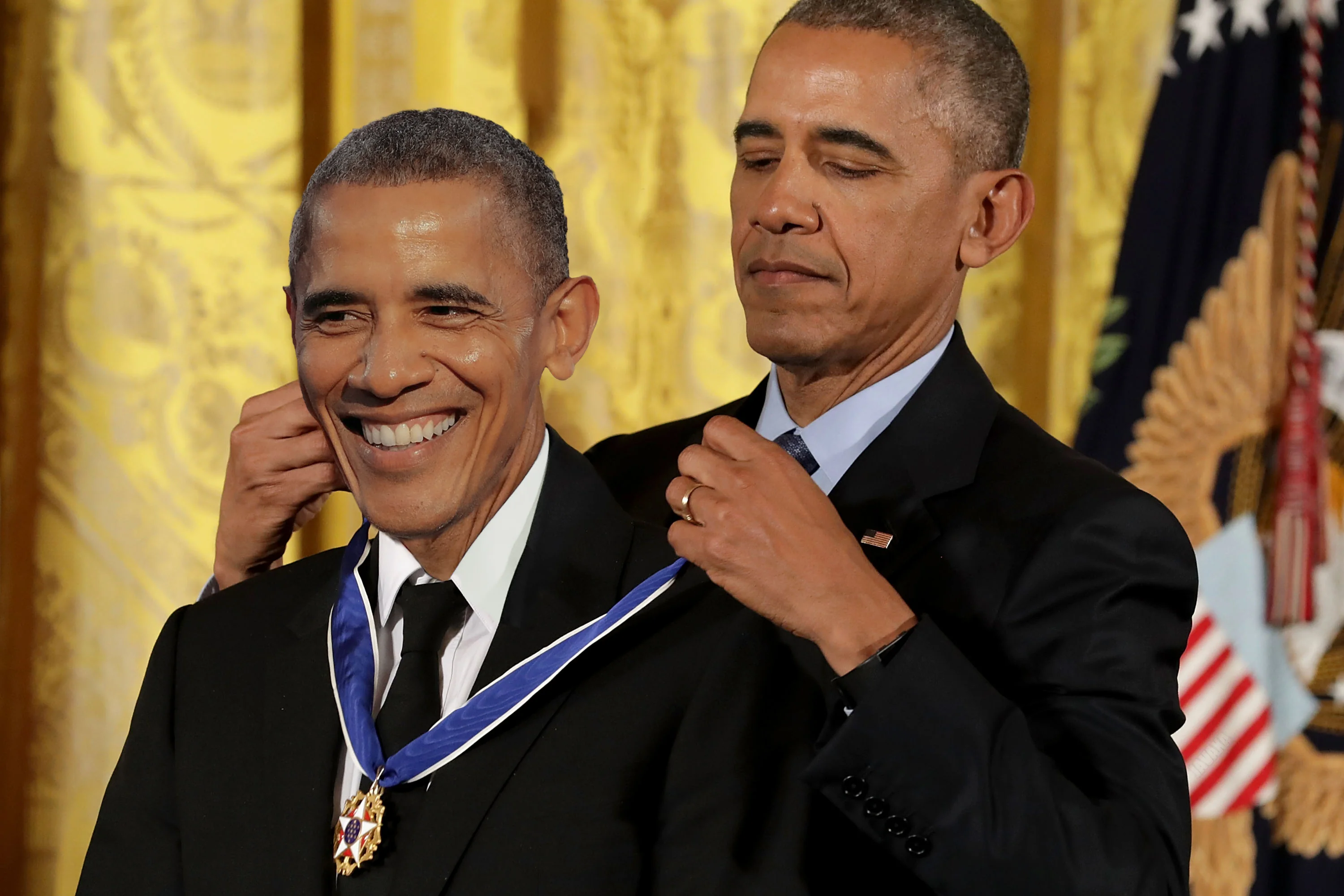 Obama awarding Obama a medal